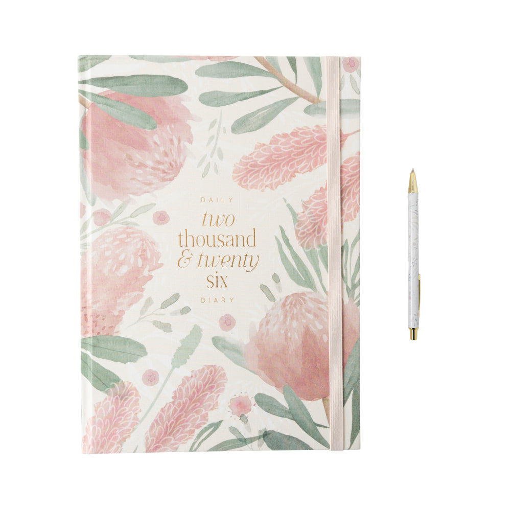 2026 A4 Daily Diary & Pen - Blossoms